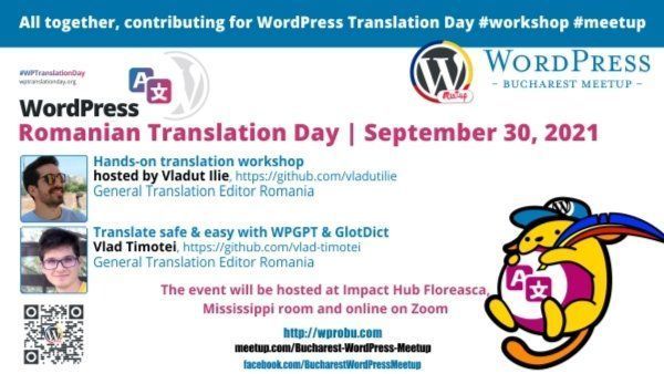 A banner with information on the Bucharest WordPress Meetup mini-event.